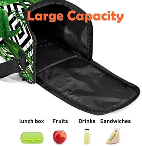 Guerotkr torba za ručak žene, kutija za ručak za muškarce, Muška kutija za ručak, tropsko lišće biljka crne