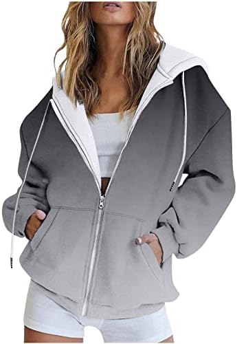 PimoxV jakne za žene Y2K lagane ruke obložene punim zip sportskim jaknom kaputa s kapuljačom sa kapuljačom
