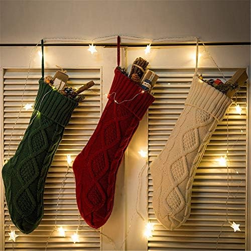 Flanging 2 Pack 18 Slonovače Pletene božićne čarape za Xmas Holiday Party visio je ukras za čarape