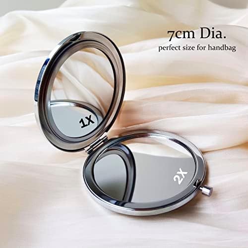 Amanman kompaktno ogledalo 1x/2x džepno ogledalo za uvećanje za žene prijenosno ogledalo 3 inča