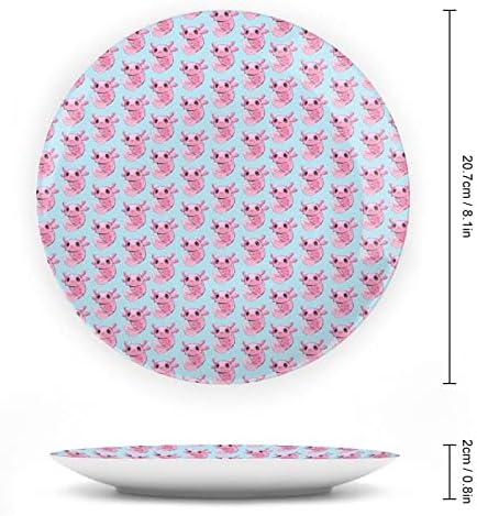 Pink Axolotl Bone Kina Dekorativna ploča okrugla keramičke ploče za plovilo sa zaslonom za kancelarijsko
