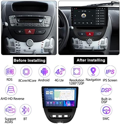 FBKPHSS 9 inčni dodirni ekran Android 10 auto Radio za Peugeot 107 2009-2015 Carplay AM FM RDS radio GPS navigacija multimedijski Video uređaj BT WiFi SWC USB Mirrorlink + 8led zadnja kamera, M700s