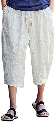 Teretane kratke hlače za muškarce sa džepovima Casual Slim Sportske hlače CALF-Dužine posteljine pantalone za crtanje šarke
