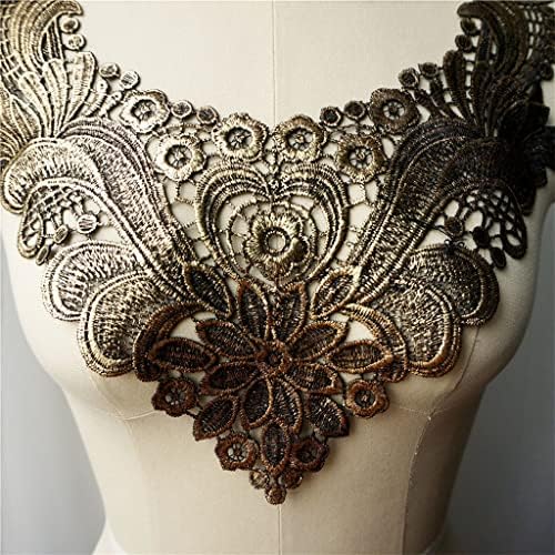 Walnuta brončani cvjetni ovratnik vezene vjenčane haljine aplikacije čipke tkanine šivaju zakrpe za haljinu