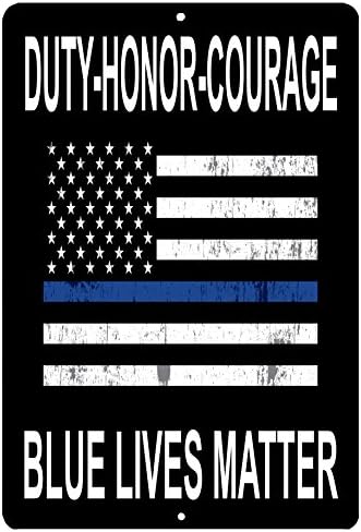 Plavi Životi Matter Zastava Metalni Limeni Znak Zidni Dekor Čovjek Pećinski Bar Policajac