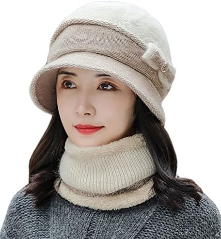 Šešir i šal za žene, ženski šal šešira postavio je topla Beanie pletena vunena šešir na otvorenom hladnom