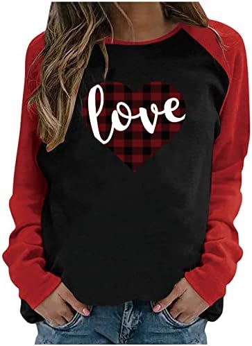 Dan zaljubljenih duksevi ženski blok boja dugi rukavi majice Moda Ljubav Srce grafički pulover