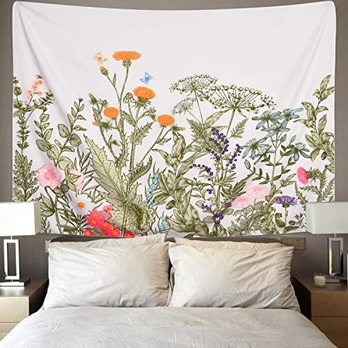 Alishomtll šarene cvjetne biljke tapiserija Vintage bilje tapiserija divlje cvijeće tapiserija zidna viseća priroda pejzaž tapiserija za dnevni boravak spavaća soba