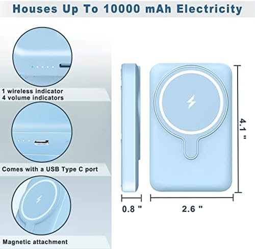 Magnetna banka, 10000mAh prijenosni punjivi bežični magnetni baterijski paket sa kickstandom, USB