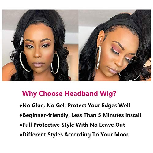 Traka za glavu ljudska kosa perika tijelo Wave traka za glavu perika za crne žene bez čipke prednje perike