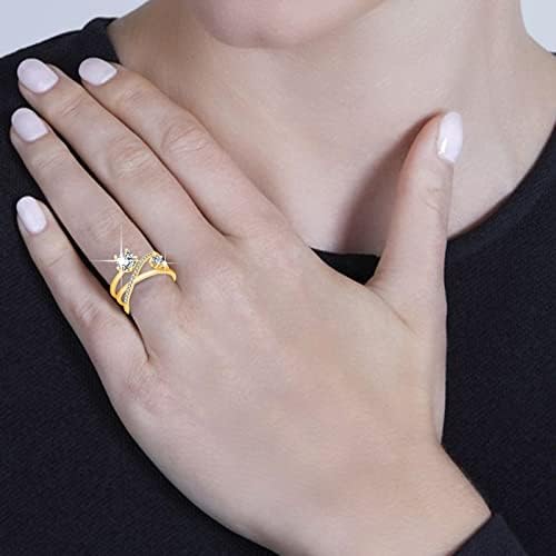 Prstenovi za vjenčanje i angažman za žene cirkon svestrani prsten dvostruki set Otvoreni podesivi