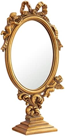FRCOLOR Vintage Decor putni Valet ladica smola ladica Vintage ogledalo zlato ogledalo središnji dijelovi za stolove ogledalo na štandu ogledalo za stoni sto ogledalo Šminka prenosna ogledala Makeup paleta dekor stola