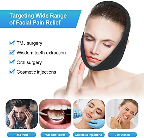 NEWGO Jaw Ice Pack umnjaci Ice Pack for Face Oral Pain Relief, face Ice Pack Wrap with 4 hot Cold Therapy gel pack for TMJ, brada, vilica, hirurgija lica, vađenje zuba