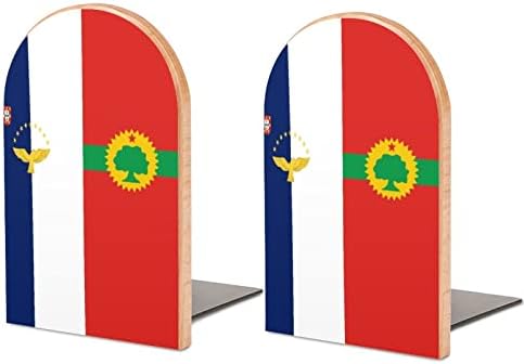 Oromo Liberation Front Azori Zastava Drvo knjiga završava 2 kom neklizajuće drvene Bookends za kućnu kancelariju dekor teške knjige / CD / Filmovi 5 x3. 1x3.9