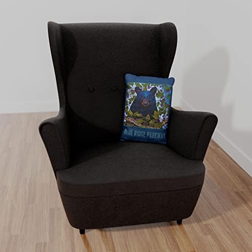 Blue Ridge Parkway Berry Bear Canvas Throw jastuk za kauč ili kauč kod kuće & ured iz ulja slika umjetnika