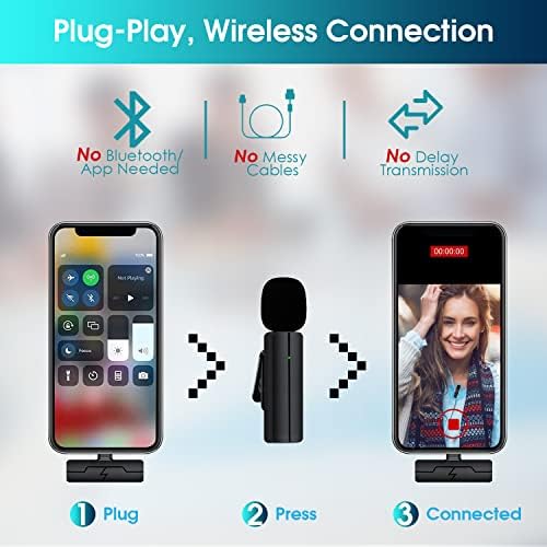 Pgdlof Wireless Lavalier rever mikrofon za iPhone iPad-profesionalni video snimanje Lav Mic, 2 mikrofoni