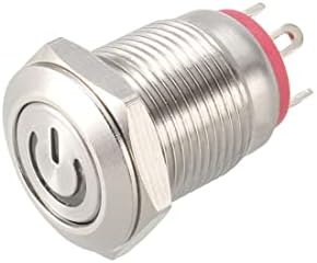 Uxcell Momentalni metalni gumb prekidač ravna glava 12mm Montaža DIA 1Ne 3-6V bijela LED svjetla