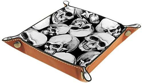 Lyetny Black White Skull Organizovanje pladanj za skladištenje ležišta Beddide Caddy Desktop ladica Promjena