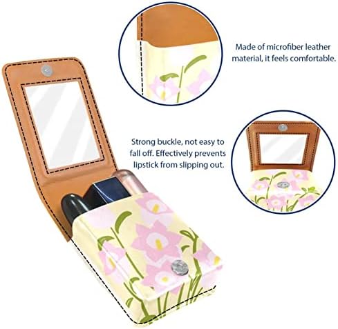 ORYUEKAN ruž za usne sa ogledalom slatka prenosiva torba za šminkanje kozmetička torbica, Pastorable Pink Flowers