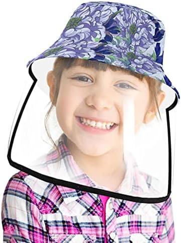 Zaštitni šešir za odrasle sa štitom za lice, ribar šešir protiv sunčeve kape, prekrasan uzorak cvijeće plave