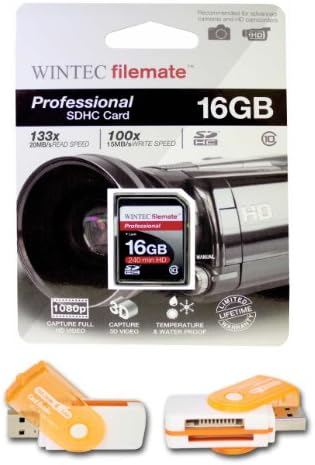 16GB klase 10 SDHC velike brzine memorijska kartica za PANASONIC HDC-SD10 HDC-SD20. Savršeno za brzo kontinuirano snimanje i snimanje u HD-u. Dolazi sa Hot Deals 4 manje sve u jednom okretnom USB čitaču kartica i