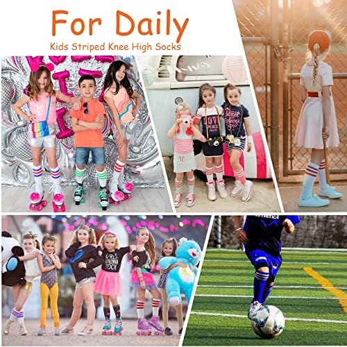 DRESHOW BQUBO Kids Soccer Socks Striped koljena visoka pamučna uniforma sportske duge čarape za dječake djevojčice