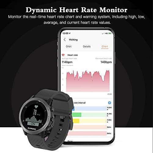 Lixada GPS Sportski sat Fitness Ručni sat sa monitorom otkucaja srca 100m vodootporan za trčanje