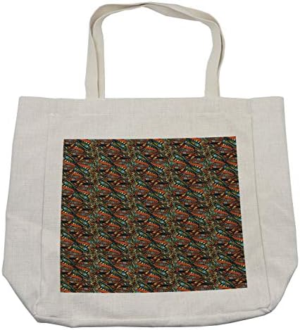 Ambesonne Funky torba za kupovinu, apstraktni ručno nacrtani uzorak talasa sa kovrčavim cvjetnim elementima