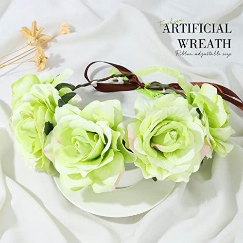BARTOSI Rose Flower Crown trake za glavu mladenke vjenčanje cvjetna traka za glavu Halo sa trakom za glavu vijenac