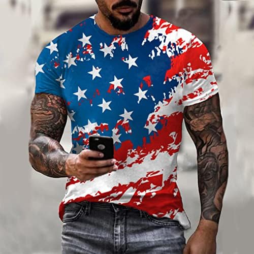 Aihou mišićne košulje za muškarce pamuk, muške majice kratkih rukava moda 4. srpnja Zastava