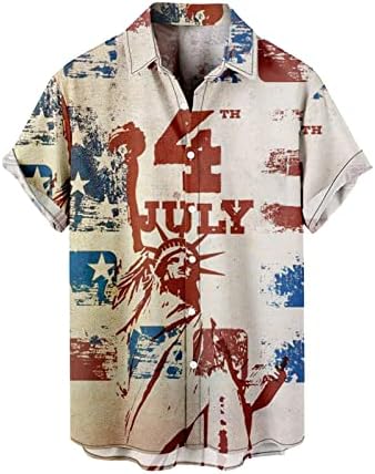 Havajska majica za muškarce Dan nezavisnosti 3D digitalni tisak kratkih rukava tiskani gumb dole ljetne plažne košulje