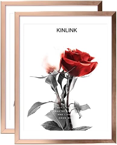 Kinlink 12x16 Okviri za slike Rose Gold, foto Okviri sa pleksiglasom za sliku 11x14 sa prostirkom ili 12x16