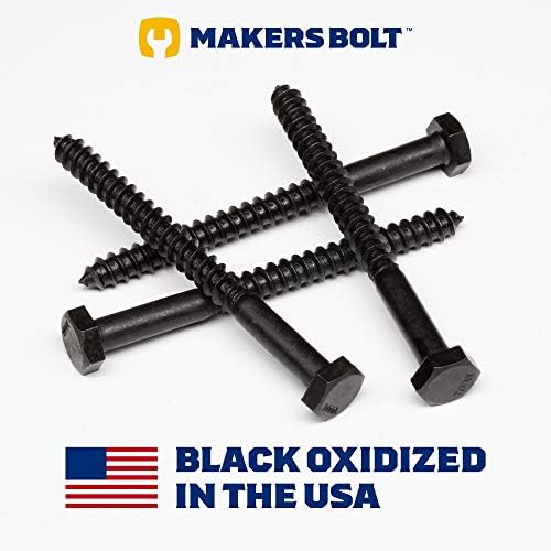 Crni zaostali vijci od nehrđajućeg čelika 1/4 X 1 HEX LAG vijci 18-8 nehrđajući crni oksidirani u SAD-u