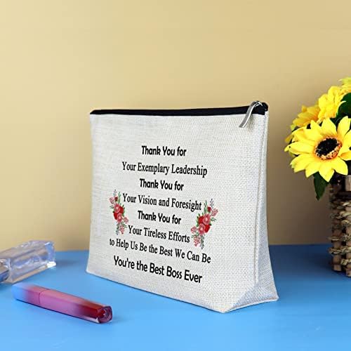 Boss Thank You Gift Makeup Bag For women Leaders Appreciation Gift Cosmetic Bag Boss Day Christmas Birthday Gift for Leader Boss Supervisor PM Mentor Leaving Retirement Gift Travel Make up torbica