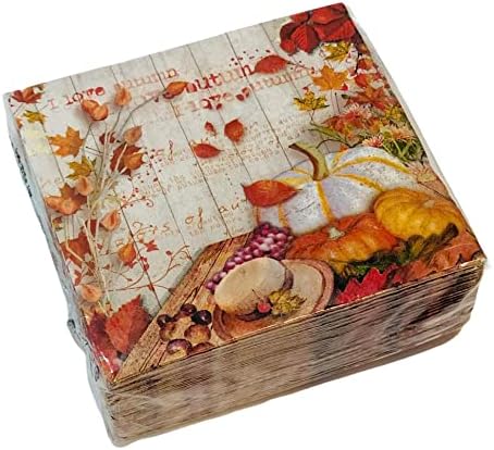 40-CT 13x13 jesen jesen 3-slojni papir salvete | Volim jesenje boje - bundeve, pad plodova, cvijeće i lišće |