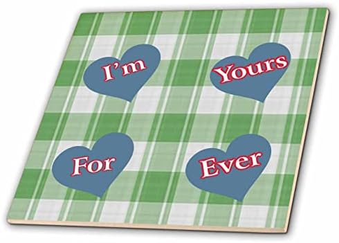 3drose Image of Im yours Forever on Blue Hearts On Green Plaid-Tiles