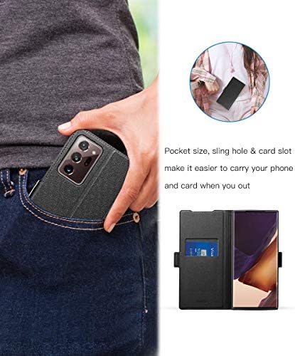 Aunate Samsung Galaxy Note 20 Ultra Case, Samsung Note 20 Ultra Case 5G, Slim Flip/Folio poklopac telefona - novčanik stil: napravljen od PU kože i TPU unutrašnje - potpuna zaštita. Crna