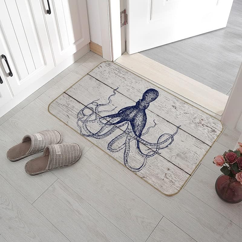 Plaža morski okean život Octopus 17x30 otirač dekorativni ulaz početna spavaća soba kupatilo