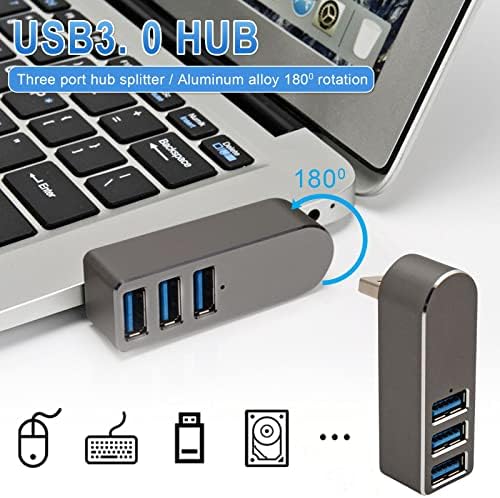 IGGGGZ 3-Port aluminijumski Mini USB 3 0 Hub [90°/180° stepeni rotirajući]