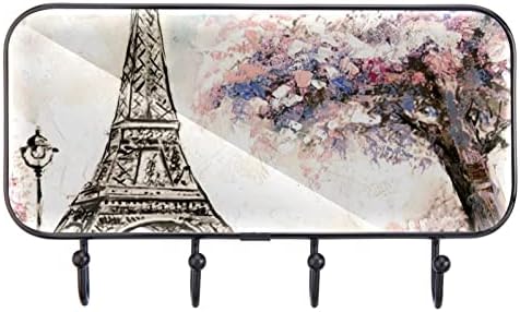 Guerotkr kuke za viseće, ljepljive kuke, zidne kuke za viseće, akvarel Pariz Eiffel Tower cvijeće uzorak