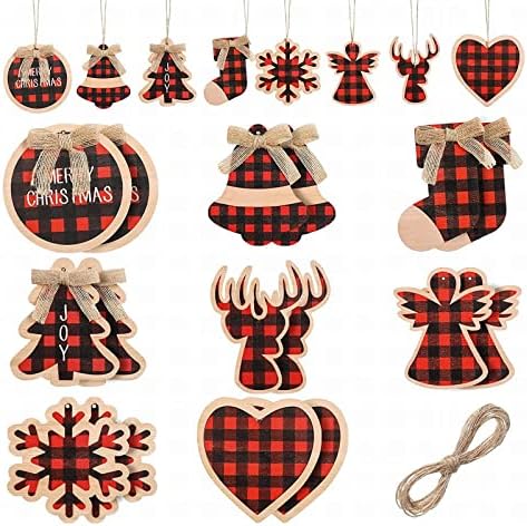 Božićni uživo Multi dizajn Božićni okrugli drveni viseći ukrasi sa bowknot Xmas Dekoracija stabla