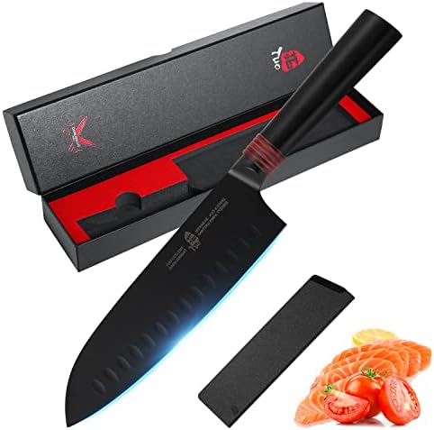 Tuo Santoku nož 7 Pro japanski nož za cijepanje & amp;nazubljeni nož za hljeb 9 Super oštar