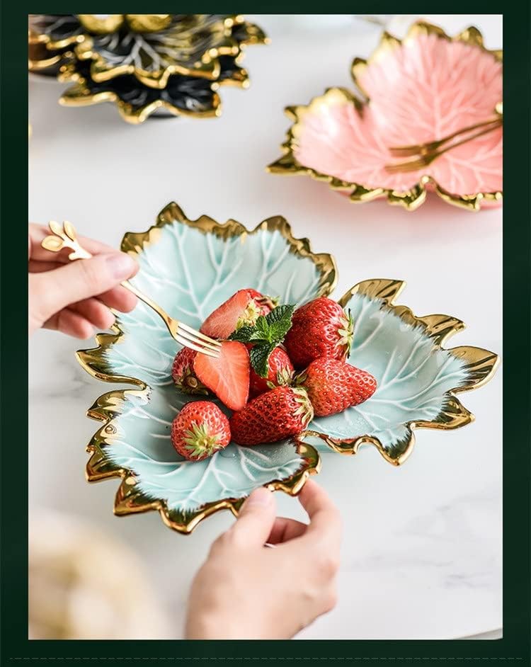 MJWDP Evropska keramička ploča od listova Snack desert Cake Candy Nut Dish voćna salata ploča Porculanski nakit posuda za Kućni dekor