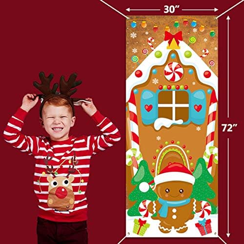 FANCY LAND Božić Gingerbread House poklopac vrata đumbir hljeb holiday Decoration 72 x 30 inča