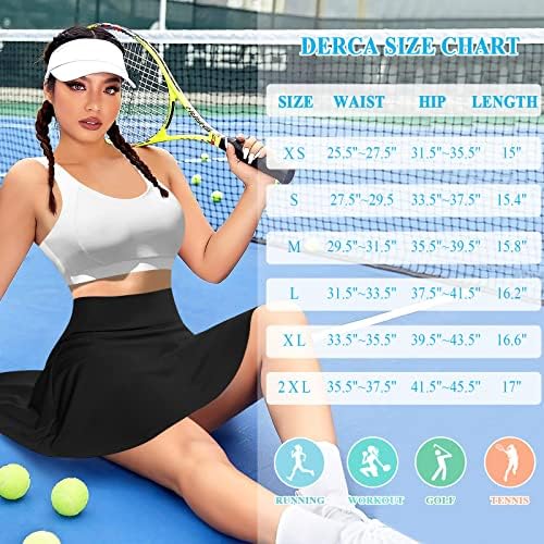 DERCA Plisirana teniska suknja za žene sa džepovima šorc sa visokim strukom Golf suknje trening trčanje sportski Atletski Skort