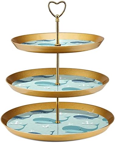 Tfcocft stalak za torte,stalak za kolače,Štandovi za deserte Set za prikaz stola, bešavni uzorak Sidra za kitove ribe