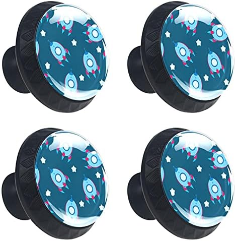 Lagerery dugmad za fioke za djevojčice crtani plavi raketni komoda dugmad okrugli ormarići kristalno staklo dekorativna dugmad za ormar Ormar Komoda Ormar 4kom 1,38×1,10 in