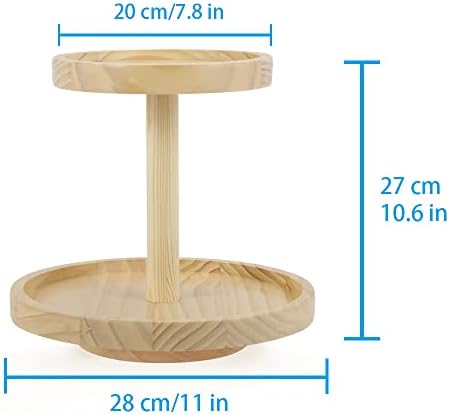 2-slojna ladica 360° rotirajuća drvena okrugla Tabela dekor slojevita ladica za posluživanje prikaz Decor stavka voće za hranu stalak za Cupcake za čajanku Baby Shower vjenčanje seoska kuća kuhinja.