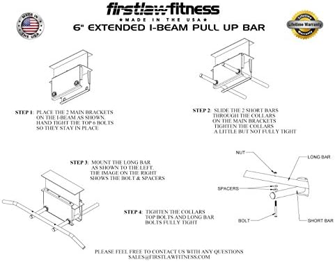 Firstlaw Fitness - 600 lbs Limit Težina - 6 Proširena povukla šipka - Ravna dugačka šipka - trajni