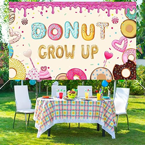 Donut Grow up Birthday Backdrop Sweet Donuts Desert salon za djevojčice Rođendanska fotografija pozadina